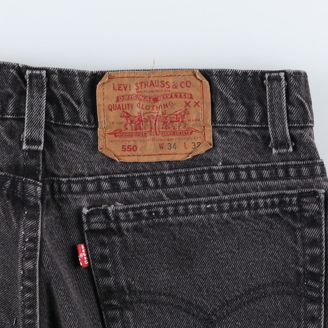 90'S Levi's 550-0260 Black Denim Tapered Denim Pants Made in USA Men's W33 Vintage cotton black type Vintage Second Hand
