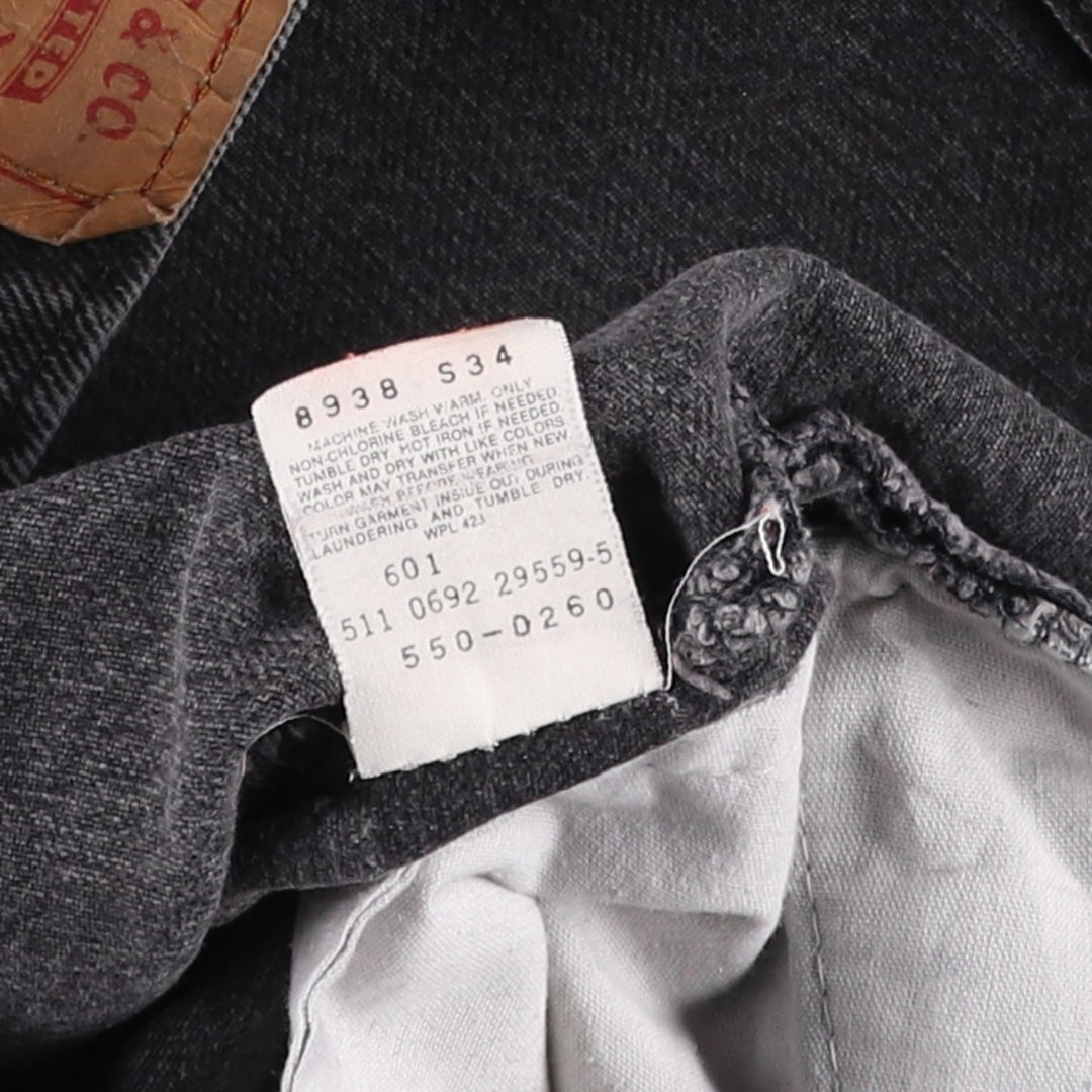90'S Levi's 550-0260 Black Denim Tapered Denim Pants Made in USA Men's W33 Vintage cotton black type Vintage Second Hand