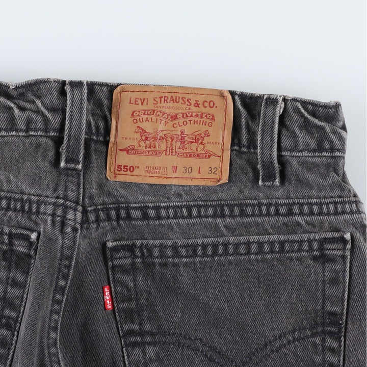 90'S Levi's 550 Relaxed Fit Tapered Leg Black Denim Tapered Jeans, Made in USA, Men's Size W29 (approx.) cotton black type Vintage Second Hand
