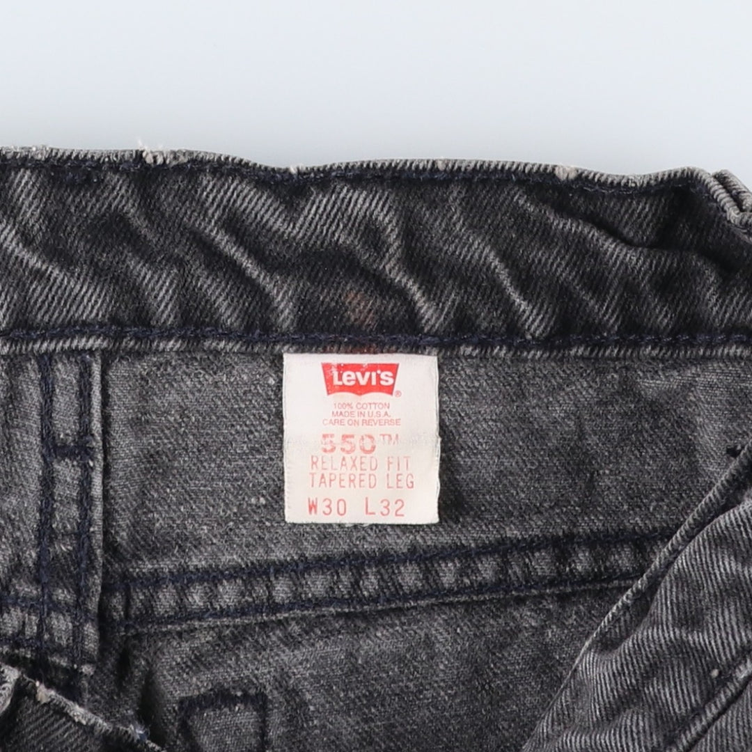 90'S Levi's 550 Relaxed Fit Tapered Leg Black Denim Tapered Jeans, Made in USA, Men's Size W29 (approx.) cotton black type Vintage Second Hand