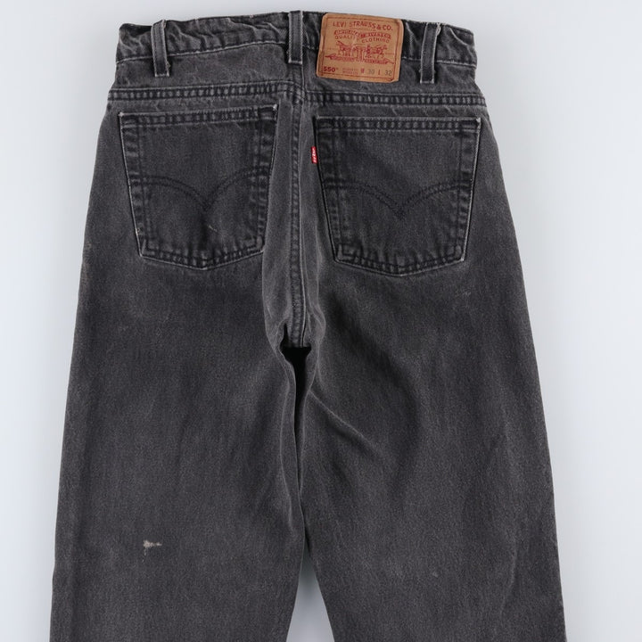 90'S Levi's 550 Relaxed Fit Tapered Leg Black Denim Tapered Jeans, Made in USA, Men's Size W29 (approx.) cotton black type Vintage Second Hand