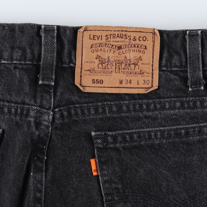 1990'S Levi's 40550-4159 Orange Tab Black Denim Tapered Jeans, Made in USA, Men's W33 (approx.) cotton black type Vintage Second Hand