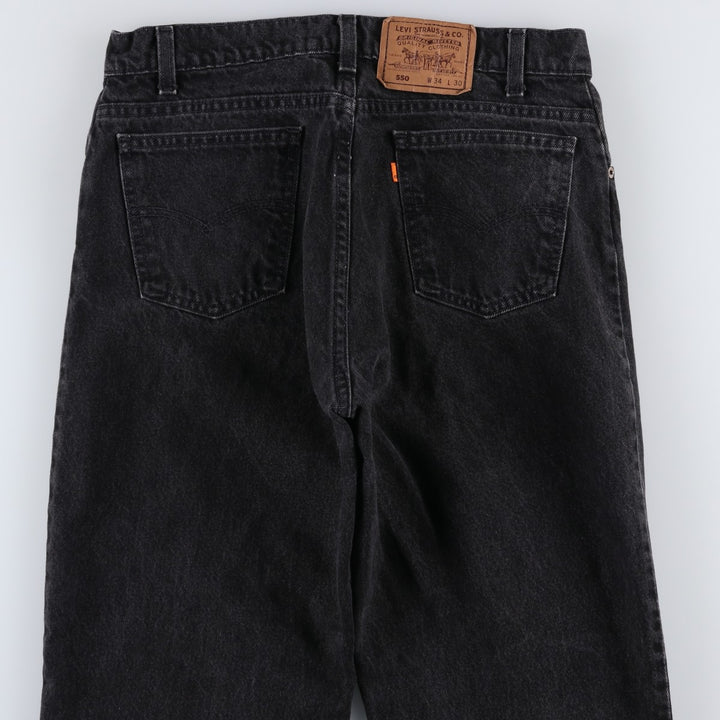 1990'S Levi's 40550-4159 Orange Tab Black Denim Tapered Jeans, Made in USA, Men's W33 (approx.) cotton black type Vintage Second Hand