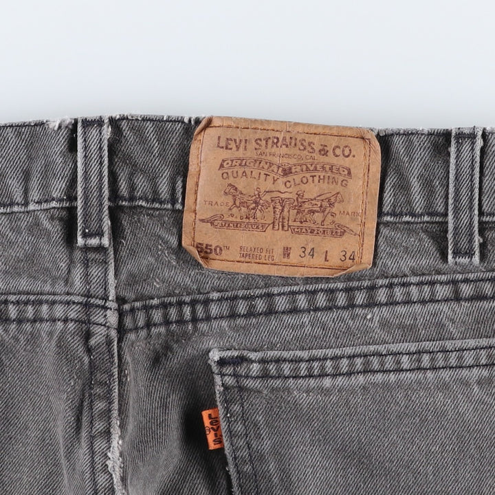 1990'S Levi's 550 Relaxed Fit Tapered Leg Orange Tab Tapered Denim Pants, Made in USA, Men's W32 (approx.) cotton black type Vintage Second Hand
