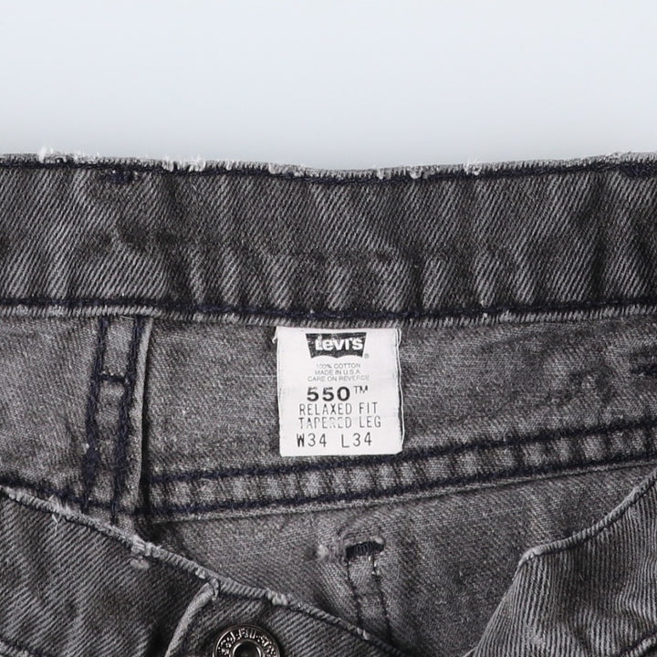 1990'S Levi's 550 Relaxed Fit Tapered Leg Orange Tab Tapered Denim Pants, Made in USA, Men's W32 (approx.) cotton black type Vintage Second Hand