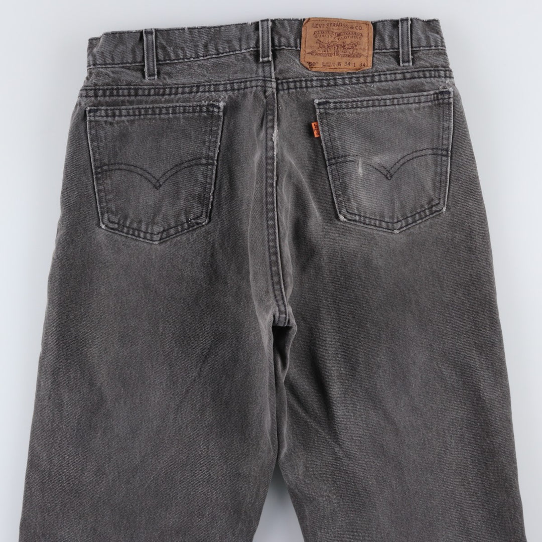 1990'S Levi's 550 Relaxed Fit Tapered Leg Orange Tab Tapered Denim Pants, Made in USA, Men's W32 (approx.) cotton black type Vintage Second Hand