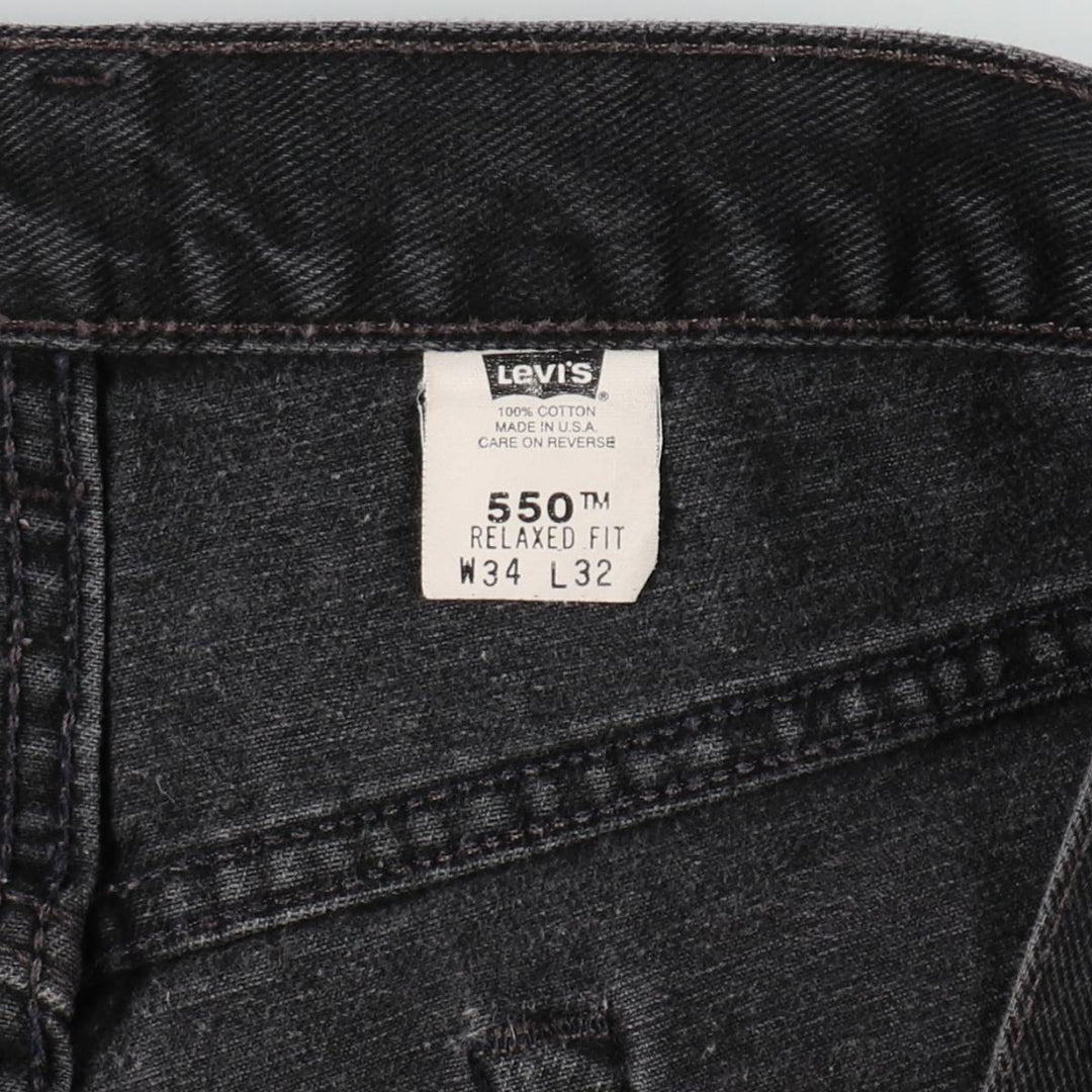 00'S Levi's 550 Relaxed Fit Black Denim Tapered Denim Pants Made in USA Men's W34 cotton black type Vintage Second Hand