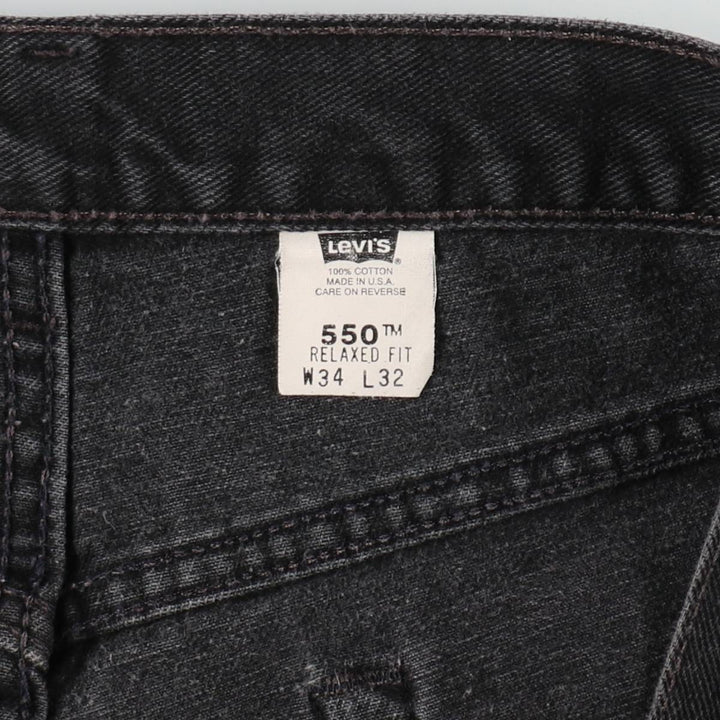 00'S Levi's 550 Relaxed Fit Black Denim Tapered Denim Pants Made in USA Men's W34 cotton black type Vintage Second Hand
