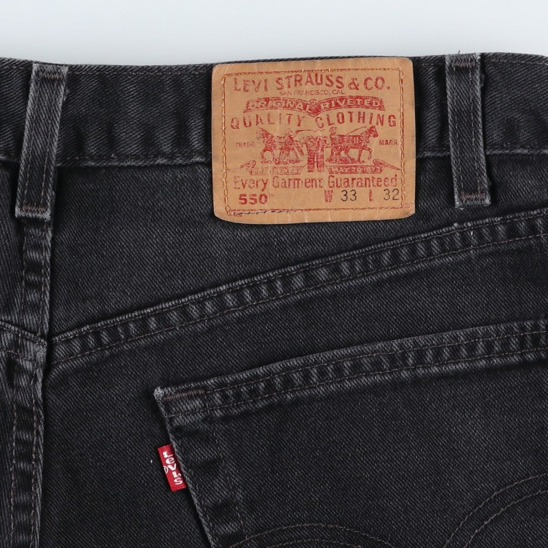 2000'S Levi's 550 Relaxed Fit Tapered Black Denim Pants, Made in the USA, Men's Size W33 cotton black type Vintage Second Hand