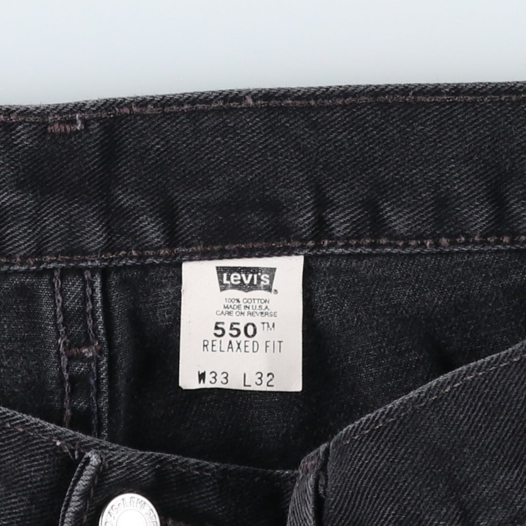 2000'S Levi's 550 Relaxed Fit Tapered Black Denim Pants, Made in the USA, Men's Size W33 cotton black type Vintage Second Hand