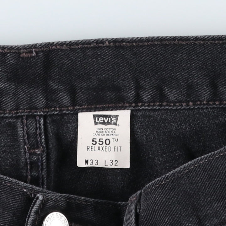 2000'S Levi's 550 Relaxed Fit Tapered Black Denim Pants, Made in the USA, Men's Size W33 cotton black type Vintage Second Hand