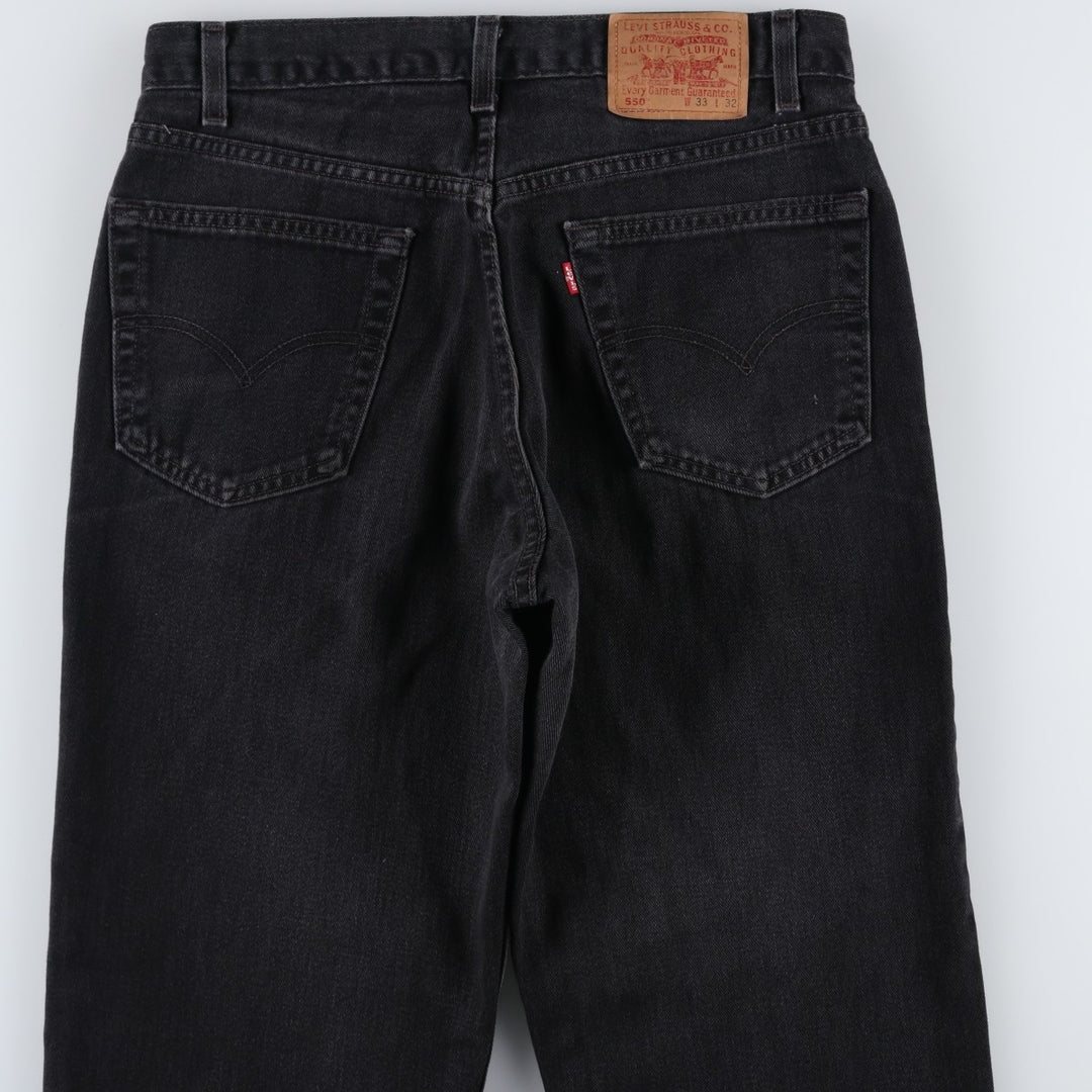 2000'S Levi's 550 Relaxed Fit Tapered Black Denim Pants, Made in the USA, Men's Size W33 cotton black type Vintage Second Hand