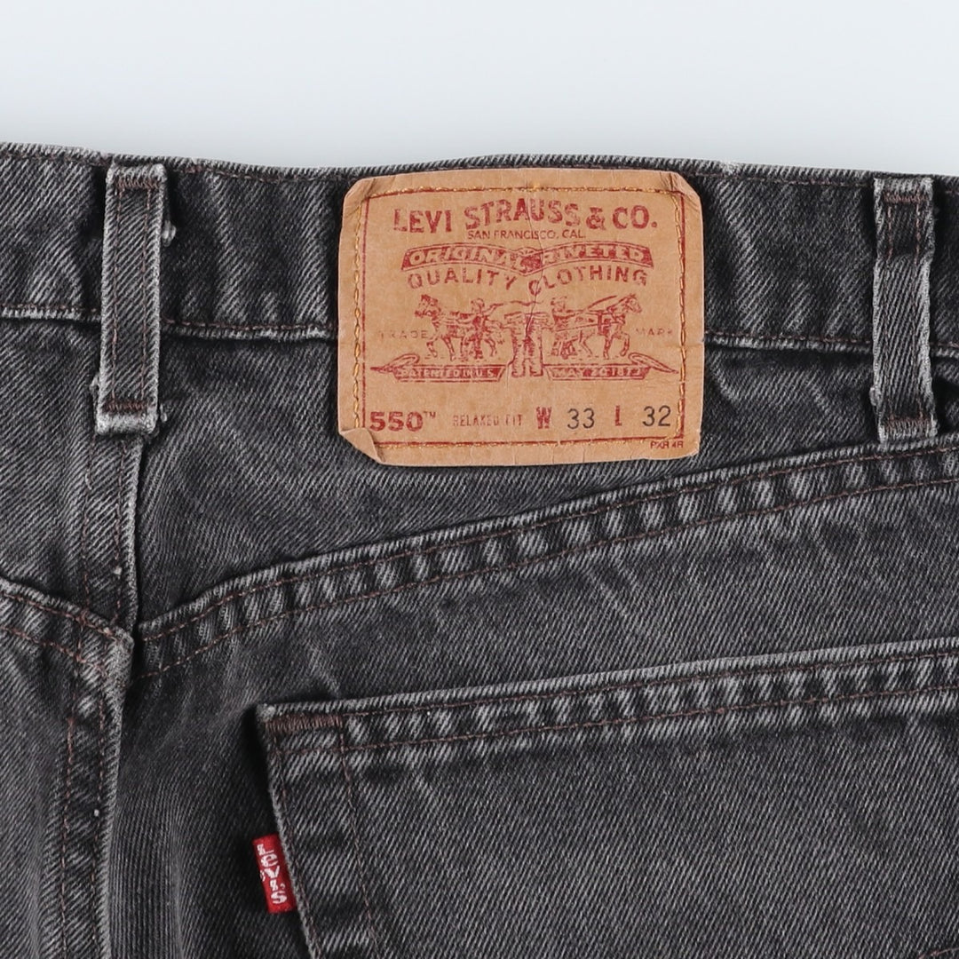 90'S Levi's 550 Relaxed Fit Black Denim Tapered Denim Pants Made in USA Men's W32 Vintage cotton black type Vintage Second Hand