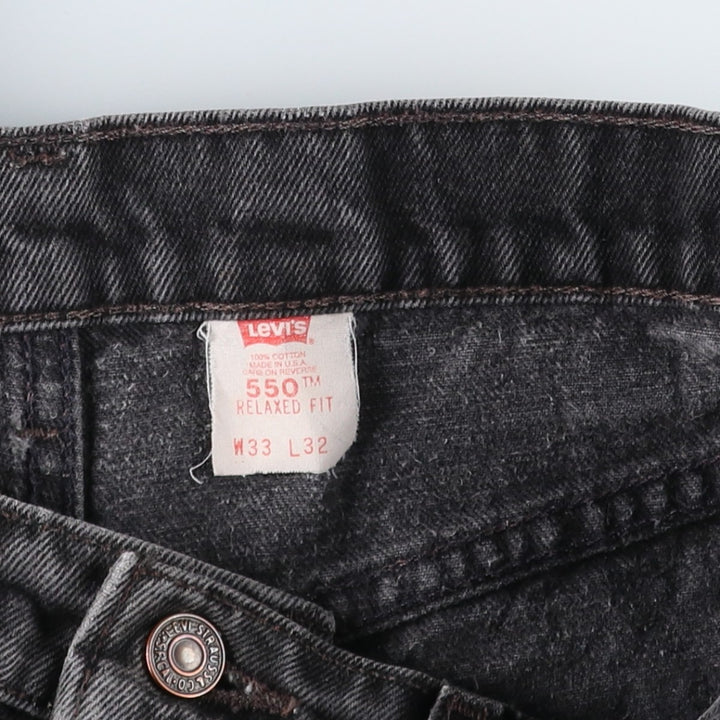 90'S Levi's 550 Relaxed Fit Black Denim Tapered Denim Pants Made in USA Men's W32 Vintage cotton black type Vintage Second Hand
