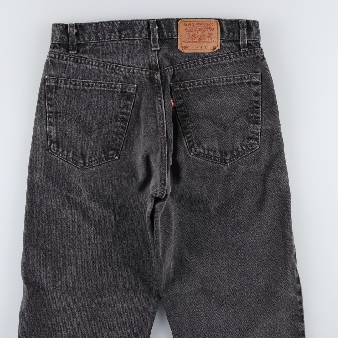 90'S Levi's 550 Relaxed Fit Black Denim Tapered Denim Pants Made in USA Men's W32 Vintage cotton black type Vintage Second Hand