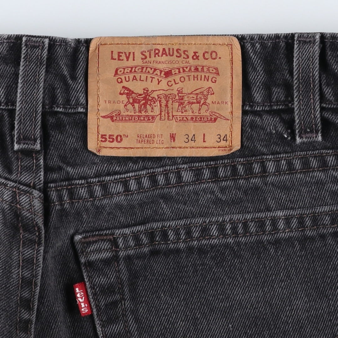 90'S Levi's 550 Relaxed Fit Tapered Leg Black Denim Tapered Jeans, Made in USA, Men's Size W32 (approx.) cotton black type Vintage Second Hand