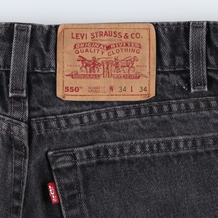 90'S Levi's 550 Relaxed Fit Tapered Leg Black Denim Tapered Jeans, Made in USA, Men's Size W32 (approx.) cotton black type Vintage Second Hand