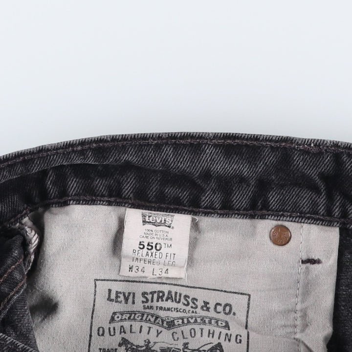 90'S Levi's 550 Relaxed Fit Tapered Leg Black Denim Tapered Jeans, Made in USA, Men's Size W32 (approx.) cotton black type Vintage Second Hand