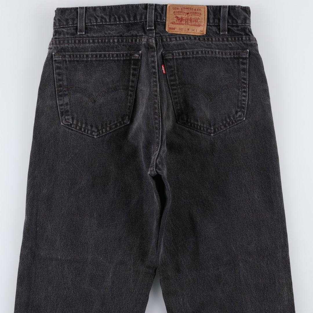 90'S Levi's 550 Relaxed Fit Tapered Leg Black Denim Tapered Jeans, Made in USA, Men's Size W32 (approx.) cotton black type Vintage Second Hand