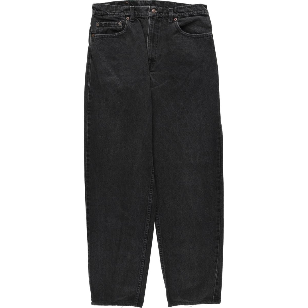 1990'S Levi's 550 Black Denim Tapered Jeans, Made in USA, Men's Size W33 (approx.), Vintage cotton black type Vintage Second Hand