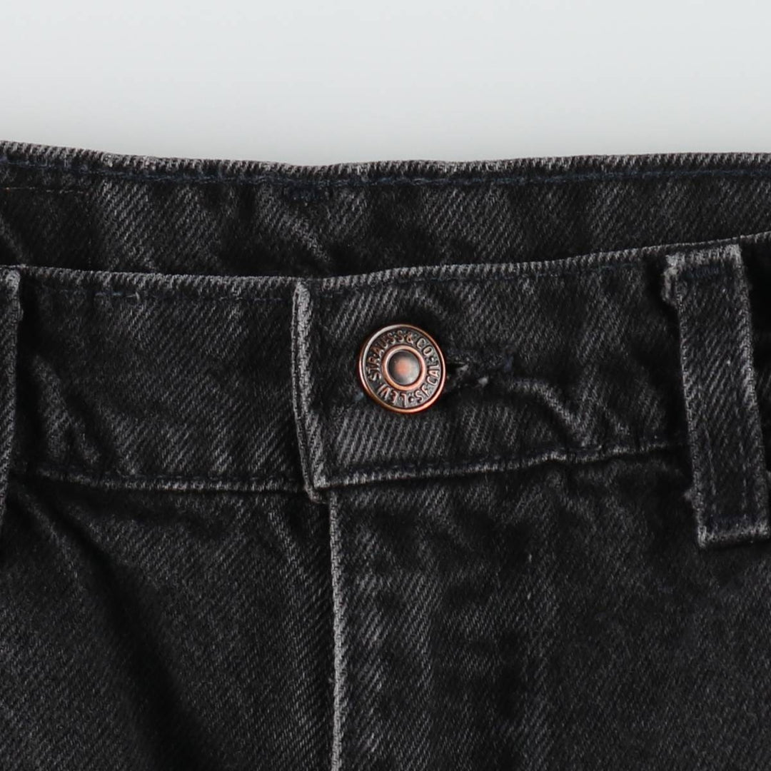 1990'S Levi's 550 Black Denim Tapered Jeans, Made in USA, Men's Size W33 (approx.), Vintage cotton black type Vintage Second Hand