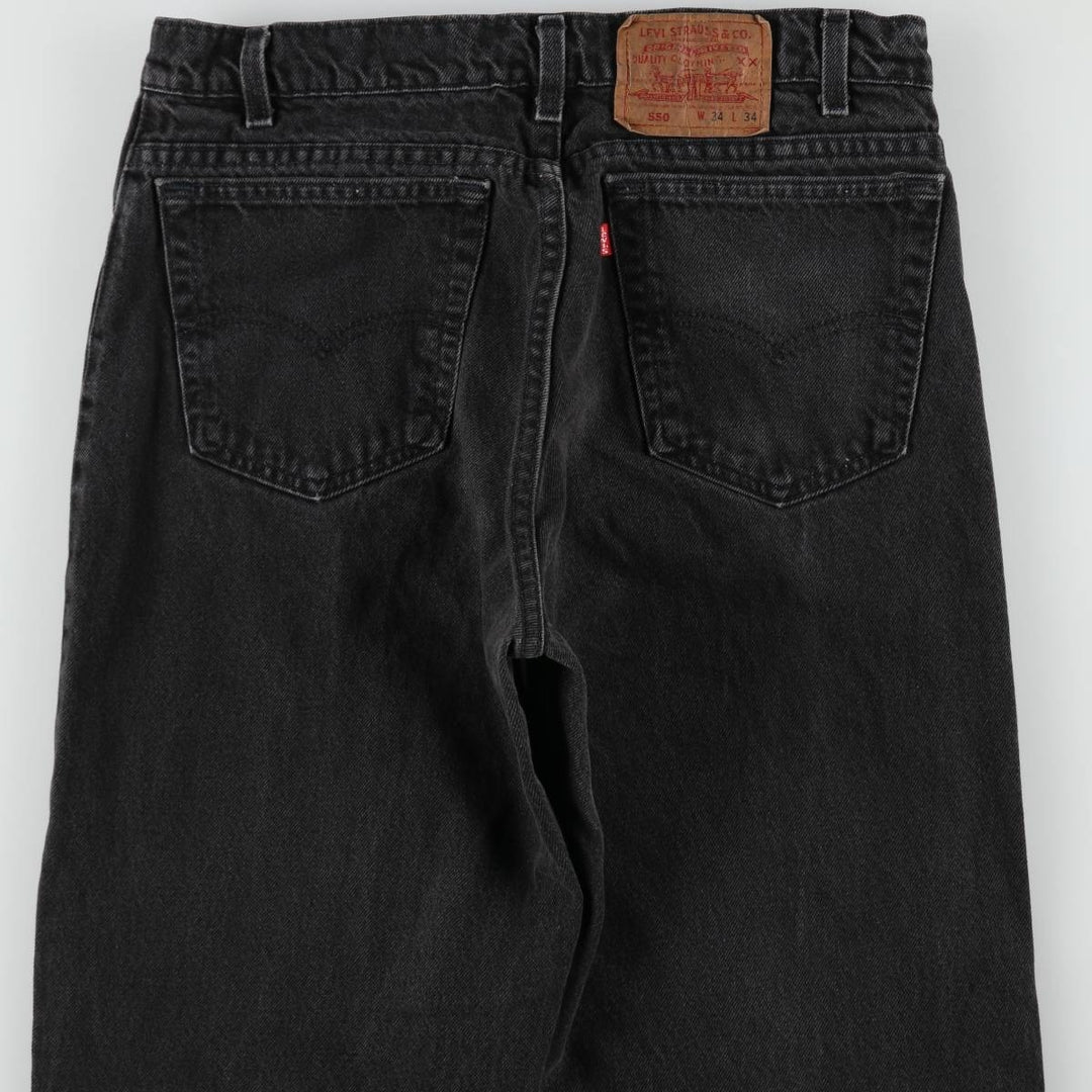 1990'S Levi's 550 Black Denim Tapered Jeans, Made in USA, Men's Size W33 (approx.), Vintage cotton black type Vintage Second Hand