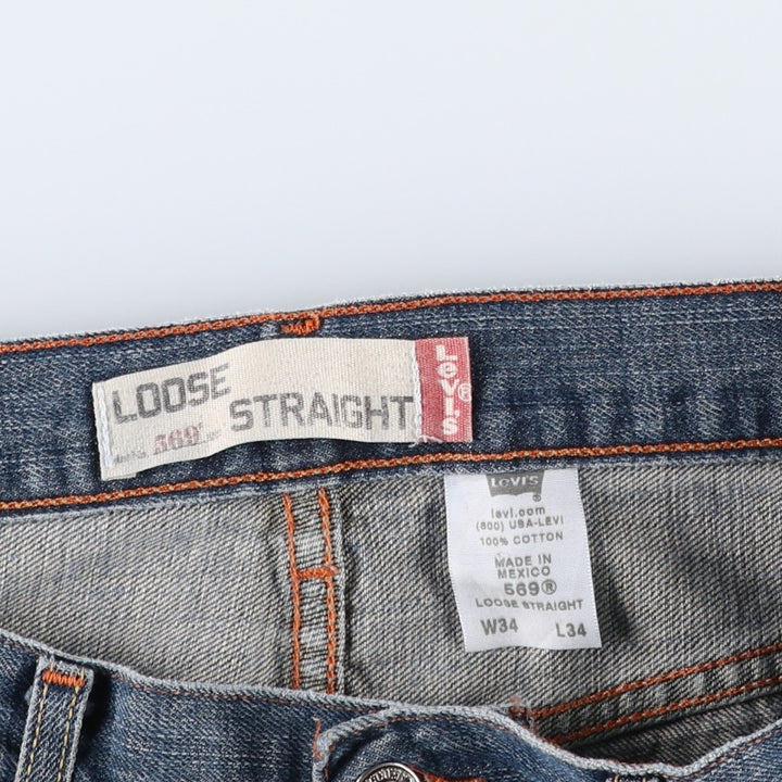 Levi's 569 LOOSE STRAIGHT straight denim pants for men, size w34 cotton blue type Vintage Second Hand