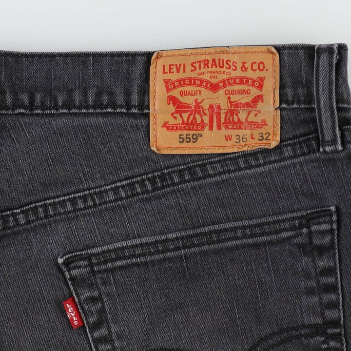 Levi's 559 Black Denim Straight Leg Jeans, Men's Size W37 (approx.) cotton black type Vintage Second Hand