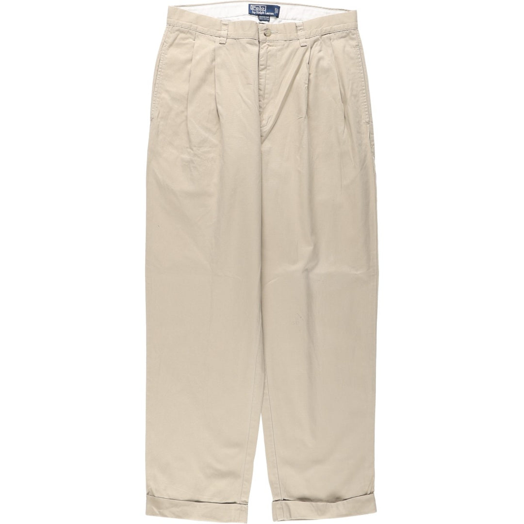Ralph Lauren Polo Hammond Pant, two-pleat chino pants, men's size W32. cotton Beige type Vintage Second Hand