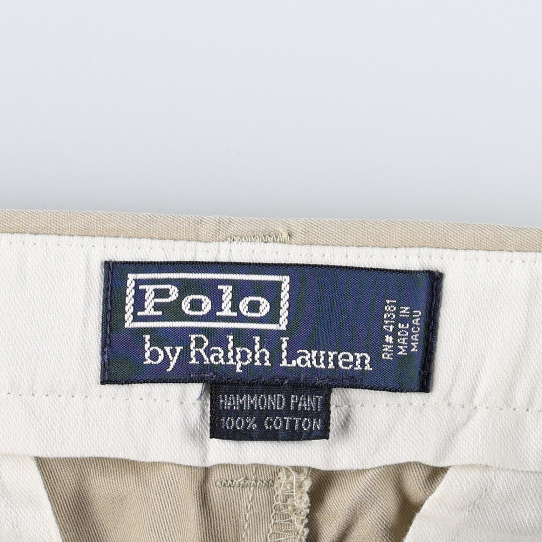 Ralph Lauren Polo Hammond Pant, two-pleat chino pants, men's size W32. cotton Beige type Vintage Second Hand