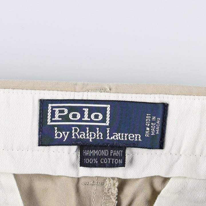 Ralph Lauren Polo Hammond Pant, two-pleat chino pants, men's size W32. cotton Beige type Vintage Second Hand