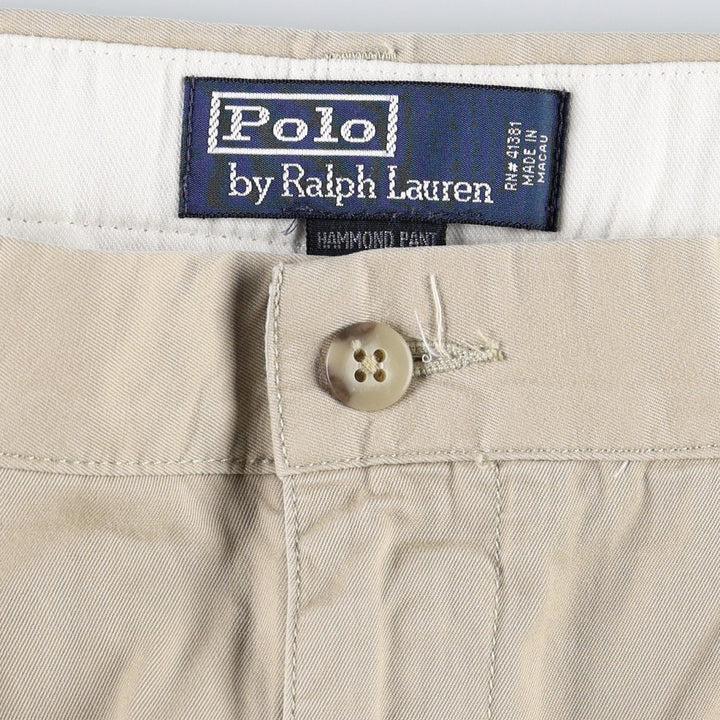 Ralph Lauren Polo Hammond Pant, two-pleat chino pants, men's size W32. cotton Beige type Vintage Second Hand