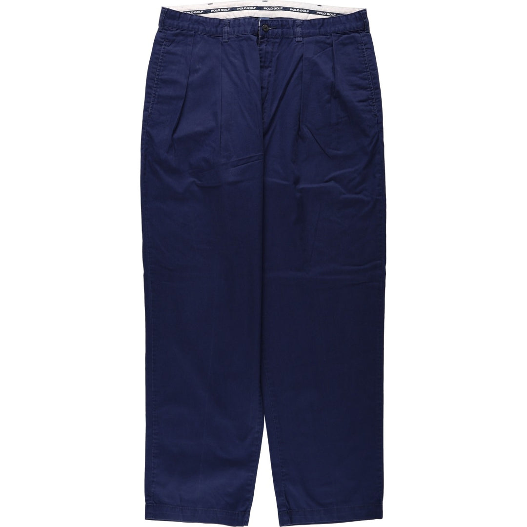 Ralph Lauren POLO GOLF two-pleat chino pants, men's size W36 cotton navy blue type Vintage Second Hand