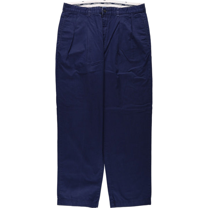 Ralph Lauren POLO GOLF two-pleat chino pants, men's size W36 cotton navy blue type Vintage Second Hand