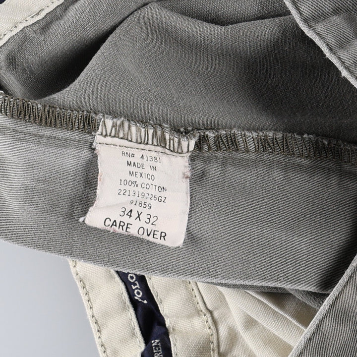 Ralph Lauren Polo Ralph Lauren Andrew Pant Two-pleat Chino Pants Men's Size W34 cotton gray type Vintage Second Hand