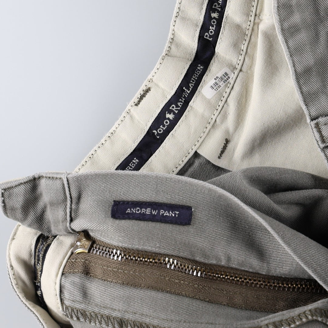 Ralph Lauren Polo Ralph Lauren Andrew Pant Two-pleat Chino Pants Men's Size W34 cotton gray type Vintage Second Hand
