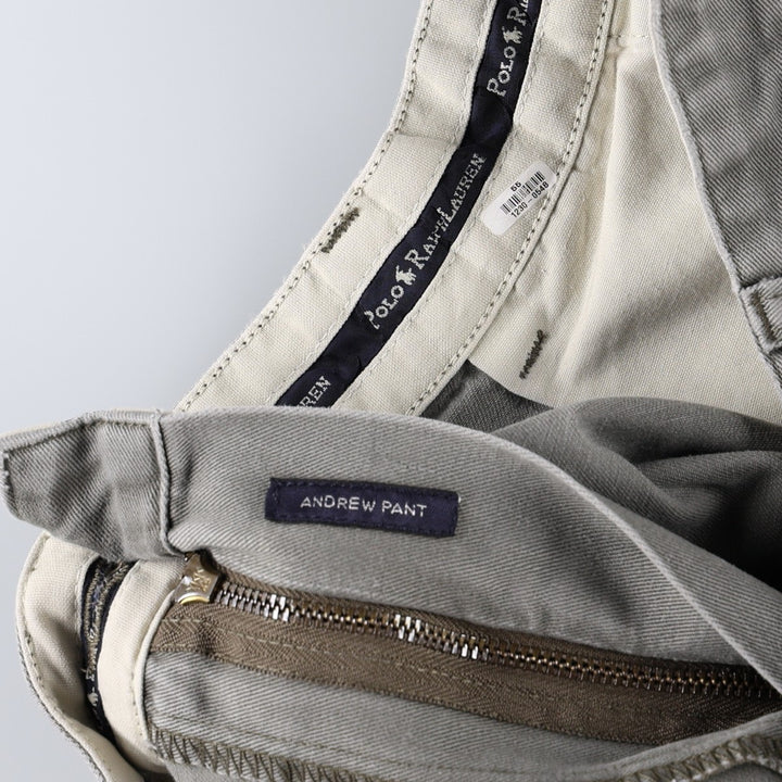 Ralph Lauren Polo Ralph Lauren Andrew Pant Two-pleat Chino Pants Men's Size W34 cotton gray type Vintage Second Hand