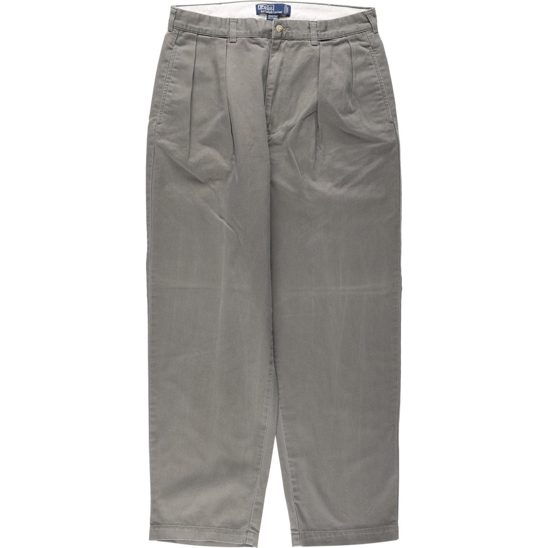 Ralph Lauren POLO by Ralph Lauren ANDREW PANT Two-pleat chino pants for men, equivalent to W33 cotton gray type Vintage Second Hand