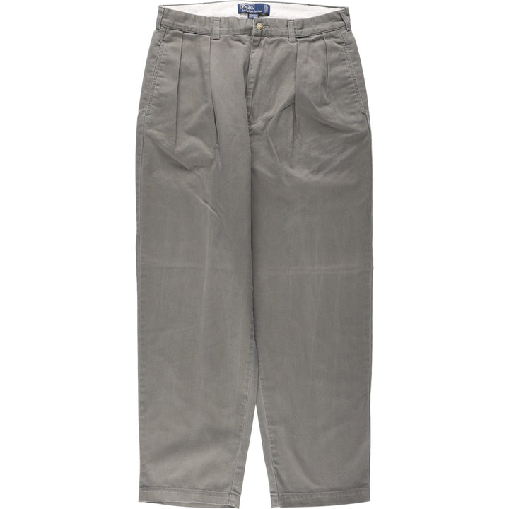 Ralph Lauren POLO by Ralph Lauren ANDREW PANT Two-pleat chino pants for men, equivalent to W33 cotton gray type Vintage Second Hand