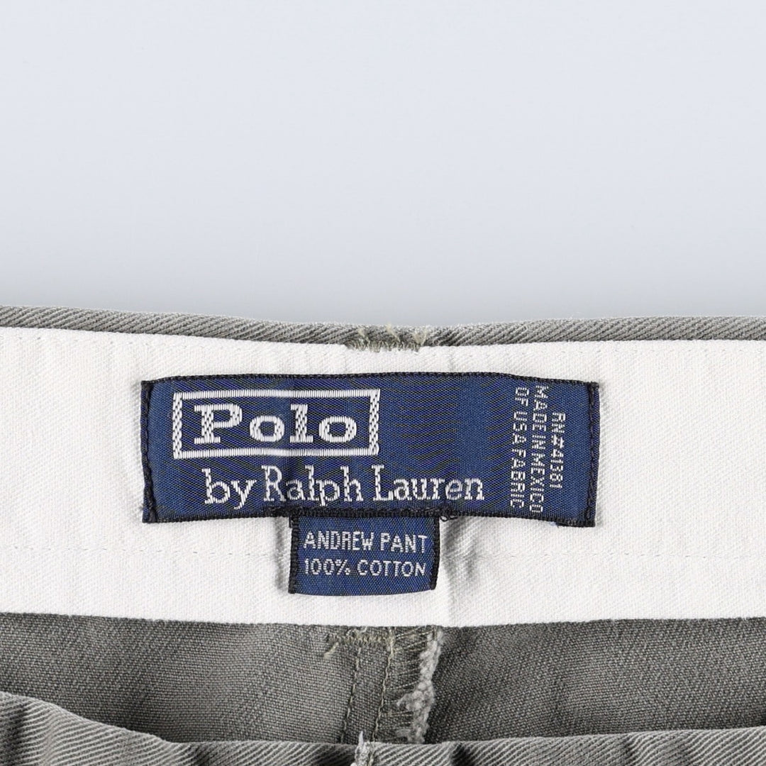 Ralph Lauren POLO by Ralph Lauren ANDREW PANT Two-pleat chino pants for men, equivalent to W33 cotton gray type Vintage Second Hand