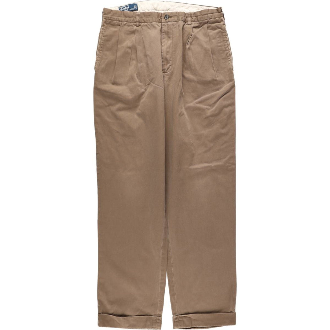Ralph Lauren POLO by Ralph Lauren HAMMOND PANT, two-pleat chino pants, men's, w34 equivalent cotton Khaki type brown Vintage Second Hand
