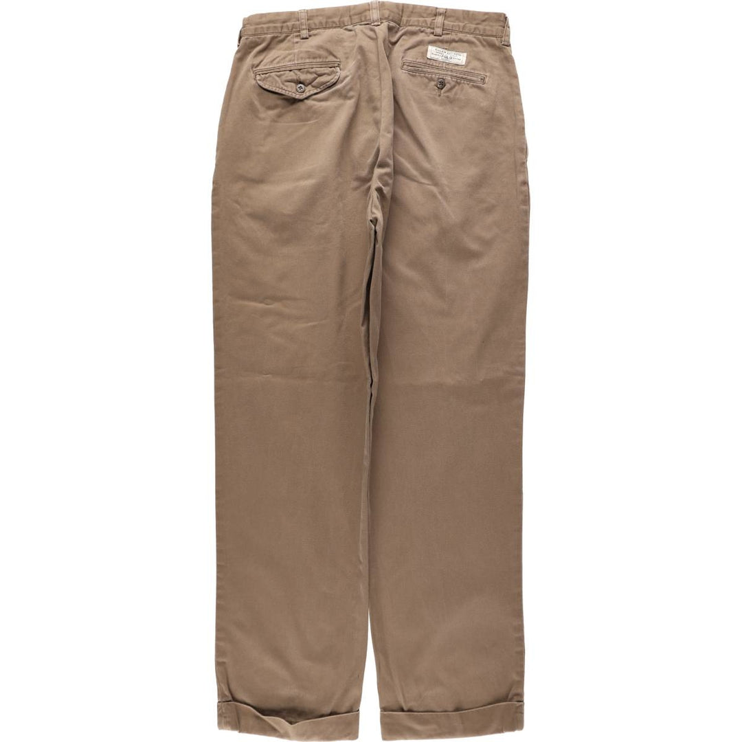 Ralph Lauren POLO by Ralph Lauren HAMMOND PANT, two-pleat chino pants, men's, w34 equivalent cotton Khaki type brown Vintage Second Hand