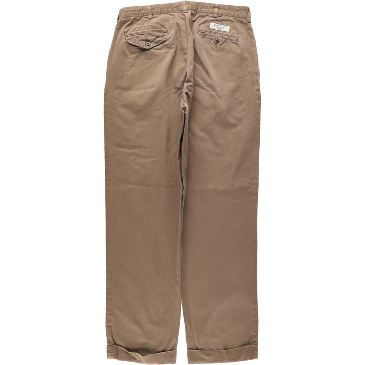 Ralph Lauren POLO by Ralph Lauren HAMMOND PANT, two-pleat chino pants, men's, w34 equivalent cotton Khaki type brown Vintage Second Hand