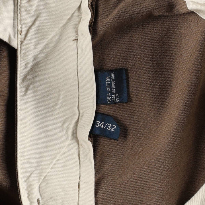 Ralph Lauren POLO by Ralph Lauren HAMMOND PANT, two-pleat chino pants, men's, w34 equivalent cotton Khaki type brown Vintage Second Hand