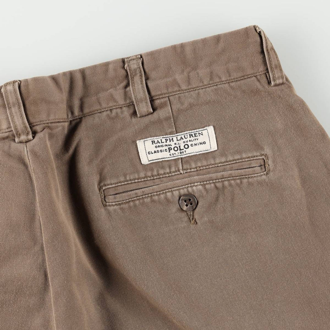 Ralph Lauren POLO by Ralph Lauren HAMMOND PANT, two-pleat chino pants, men's, w34 equivalent cotton Khaki type brown Vintage Second Hand