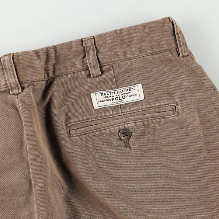 Ralph Lauren POLO by Ralph Lauren HAMMOND PANT, two-pleat chino pants, men's, w34 equivalent cotton Khaki type brown Vintage Second Hand