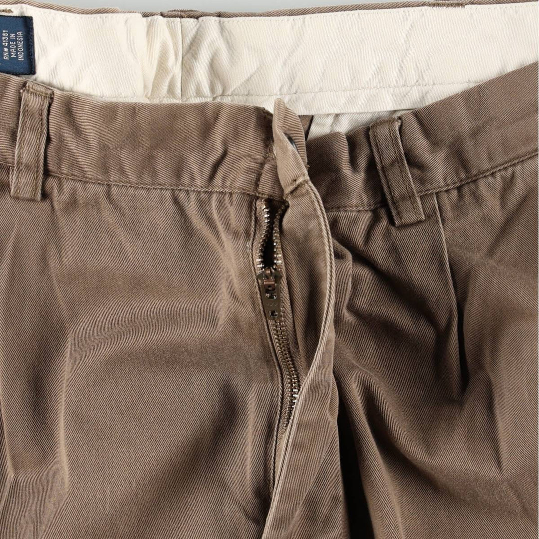 Ralph Lauren POLO by Ralph Lauren HAMMOND PANT, two-pleat chino pants, men's, w34 equivalent cotton Khaki type brown Vintage Second Hand