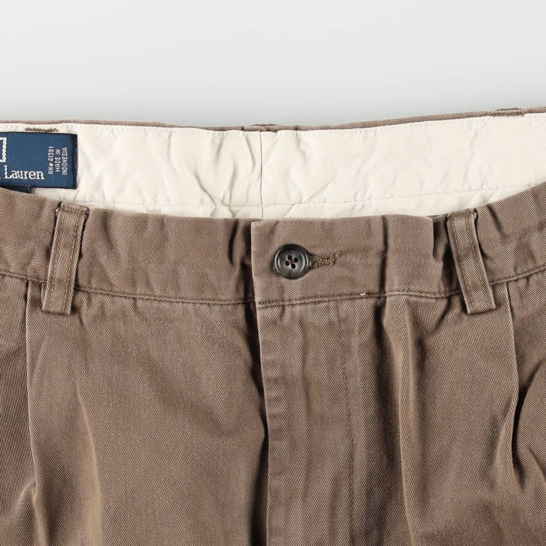 Ralph Lauren POLO by Ralph Lauren HAMMOND PANT, two-pleat chino pants, men's, w34 equivalent cotton Khaki type brown Vintage Second Hand