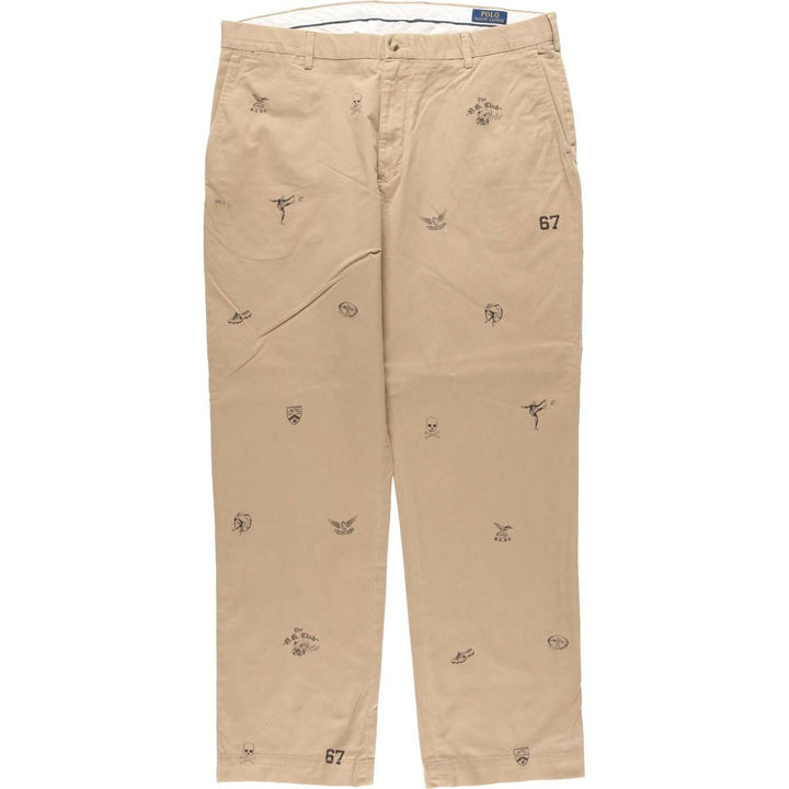 Ralph Lauren POLO RALPH LAUREN STRETCH CLASSIC FIT all-over skull pattern chino pants, men's size W39 (approx.) cotton Beige type Vintage Second Hand