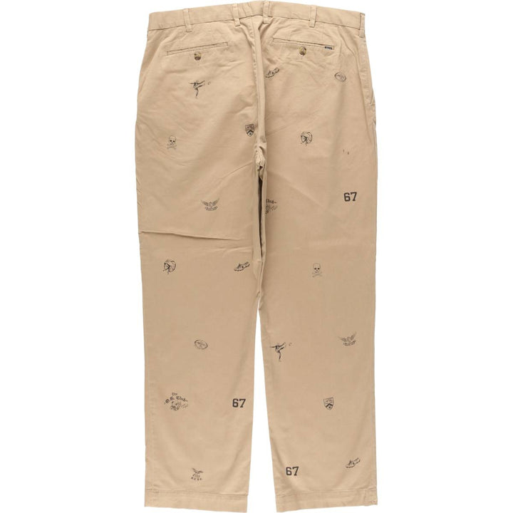 Ralph Lauren POLO RALPH LAUREN STRETCH CLASSIC FIT all-over skull pattern chino pants, men's size W39 (approx.) cotton Beige type Vintage Second Hand